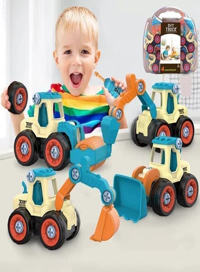 SID MAGIC 4-in-1 Take Apart Construction Vehicles Toy Set - Push & Go Engineering Trucks with Screwdriver for Kids Ages 3+ (Random Color Will be Sent) - Image 4